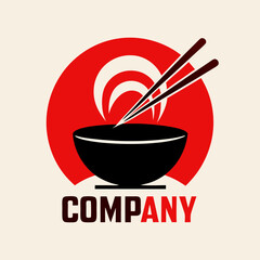Chopstick Swoosh Bowl logo icon design for a Japanese seafood restaurant