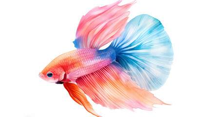 Fototapeta premium A colorful betta fish with flowing fins, painted in a watercolor style.