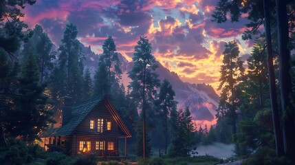 Fototapeta premium sunset in the mountains