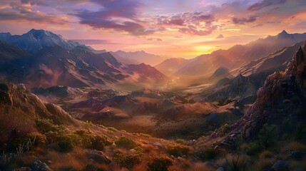 sunset in the mountains