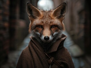 Naklejka premium Closeup of a curious red fox in a warm coat