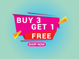 Buy 3 Get 1 Free Banner, Special Offer Banner, Big Sale, Sale Banner, Banner Design Template.
