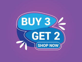 Buy 3 Get 2 Free Banner, Special Offer Banner, Big Sale, Sale Banner, Banner Design Template.