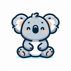A charming, cute cartoon illustration of a lovable koala with fluffy ears and a relaxed expression.
