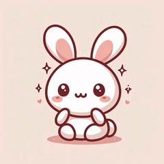 Obraz premium A charming, cute cartoon illustration of an endearing bunny with floppy ears and a sweet expression.
