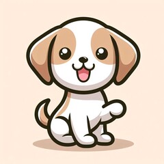 A charming, cute cartoon illustration of an adorable puppy with floppy ears and a wagging tail.