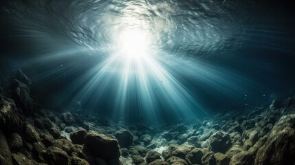 Fototapeta premium Witness the mesmerizing underwater ballet of a robotic ballerina in a dreamlike seascape with iridescent lighting effects.