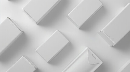 Obraz premium A variety of packaging designs displayed in a grid, including cardboard boxes, gift boxes, pouches, and cosmetic containers, showcasing different materials, colors, and styles Packaging Mockup