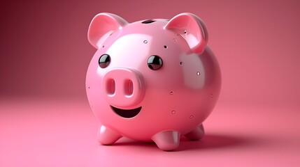 Whimsical Piggy Bank Saving Money with Intricate Coin Details in Minimalist Composition