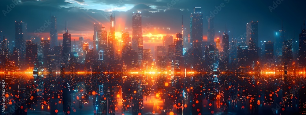 Poster futuristic 3d wireframe building in captivating architectural