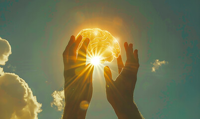 Hands support the brain in the sun light
Hands Supporting Brain Concept in Sunlight