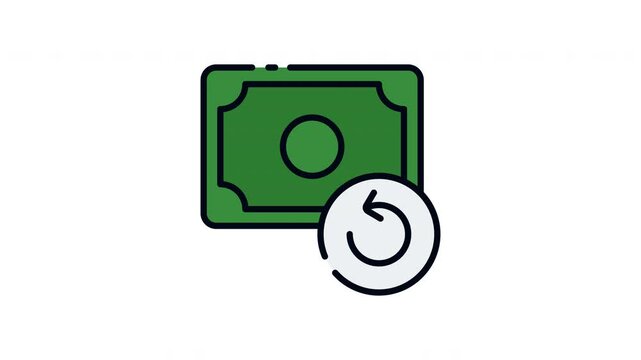 Refund filled line icon loopable, Full HD resolution and alpha channel