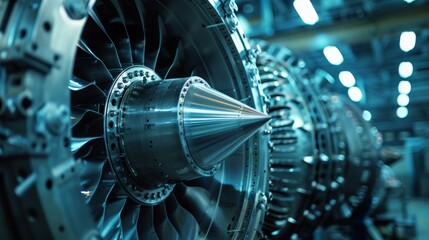 Industrial turbine engine, showcasing advanced technology and precise engineering, raw style, powerful visual impact