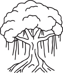 Hand drawn trees outline illustration