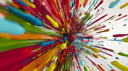 Exploding colors with thick blobs of wet paint in 3d