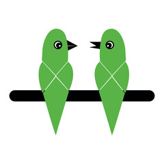 Illustration of green parrot vector design on a white background