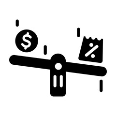 A glyph style icon of price comparison 