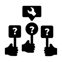 A filled style icon of customer queries placards 