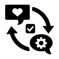 Glyph style icon showing feedback loop 