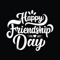 Happy friendship day text calligraphy hand lettering vector illustration best friendship together love greeting design concept forever relationship community group teamwork partner concept.....
