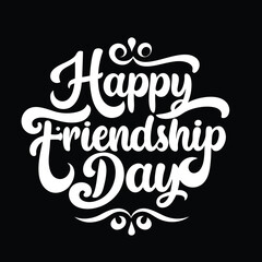 Happy friendship day text calligraphy hand lettering vector illustration best friendship together love greeting design concept forever relationship community group teamwork partner concept.....