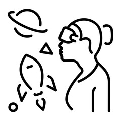 Grab this line icon depicting vr environment 