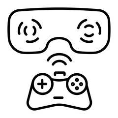 Well-designed line icon of vr gaming 