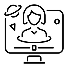 A handy line icon of simulated world 