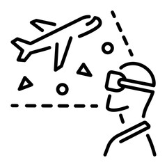 Stunning outline icon of vr travelling