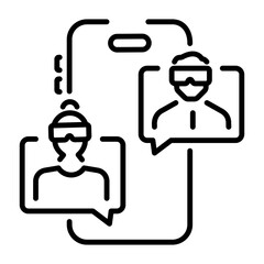 A customizable outline icon of virtual chatting