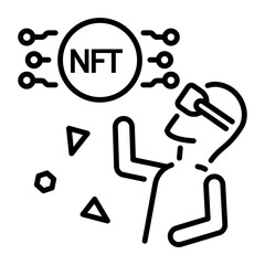 A line style icon of metaverse nft
