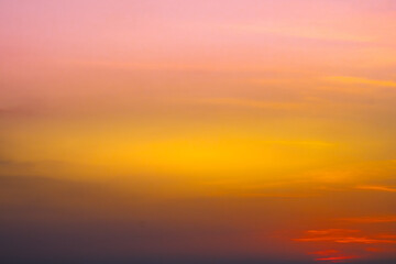 Enjoy a panoramic view of the skyline. The sun rises in the morning sky with colorful clouds. and beautiful cloud patterns In the soft light of the morning