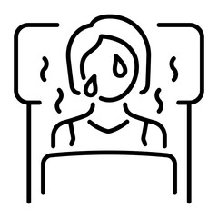 Line style icon of night sweats while sleep 