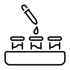 A line icon of lab samples tubes and dropper 
