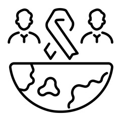 An outline icon of global awareness 