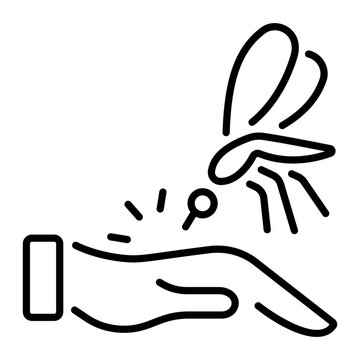 A line icon of mosquito bite on hand 