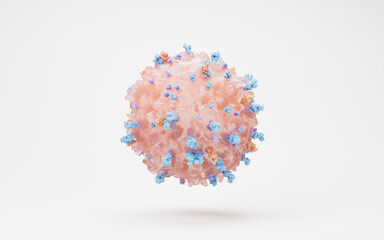 Lymphocytes and biological immune system, 3d rendering.