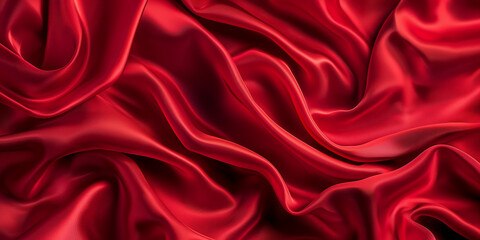 Obraz premium Luxurious Red Silk Fabric Background with Draped Textures for Elegant and Stylish Designs