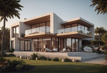 Coastal house idyllic view of sea.