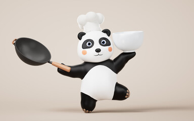 Panda chef with cartoon style, 3d rendering. © Vink Fan