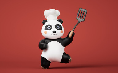 Panda chef with cartoon style, 3d rendering. © Vink Fan