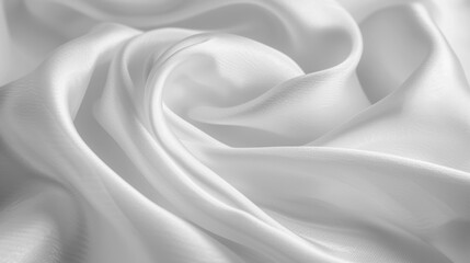 Naklejka premium Close-up of smooth white silk fabric, showcasing its luxurious texture and delicate folds.