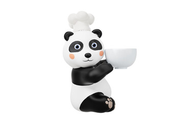 Panda chef with cartoon style, 3d rendering.