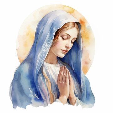praying virgin mary watercolor portrait clip art preview