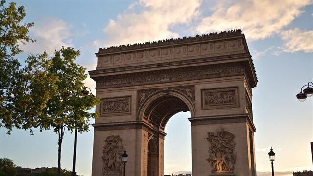 Front View Of The Arc De Triomphe in the evening, Paris, France