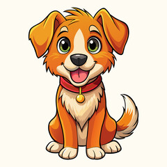 Vector Cheerful Cute Dog on Isolated Background