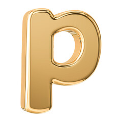 Gold 3D Font Letter P uppercase