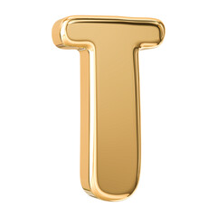 Gold 3D Font Letter T uppercase