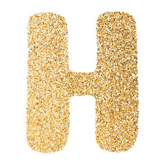 Gold Glitter Font Letter H uppercase