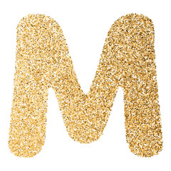 Gold Glitter Font Letter M uppercase